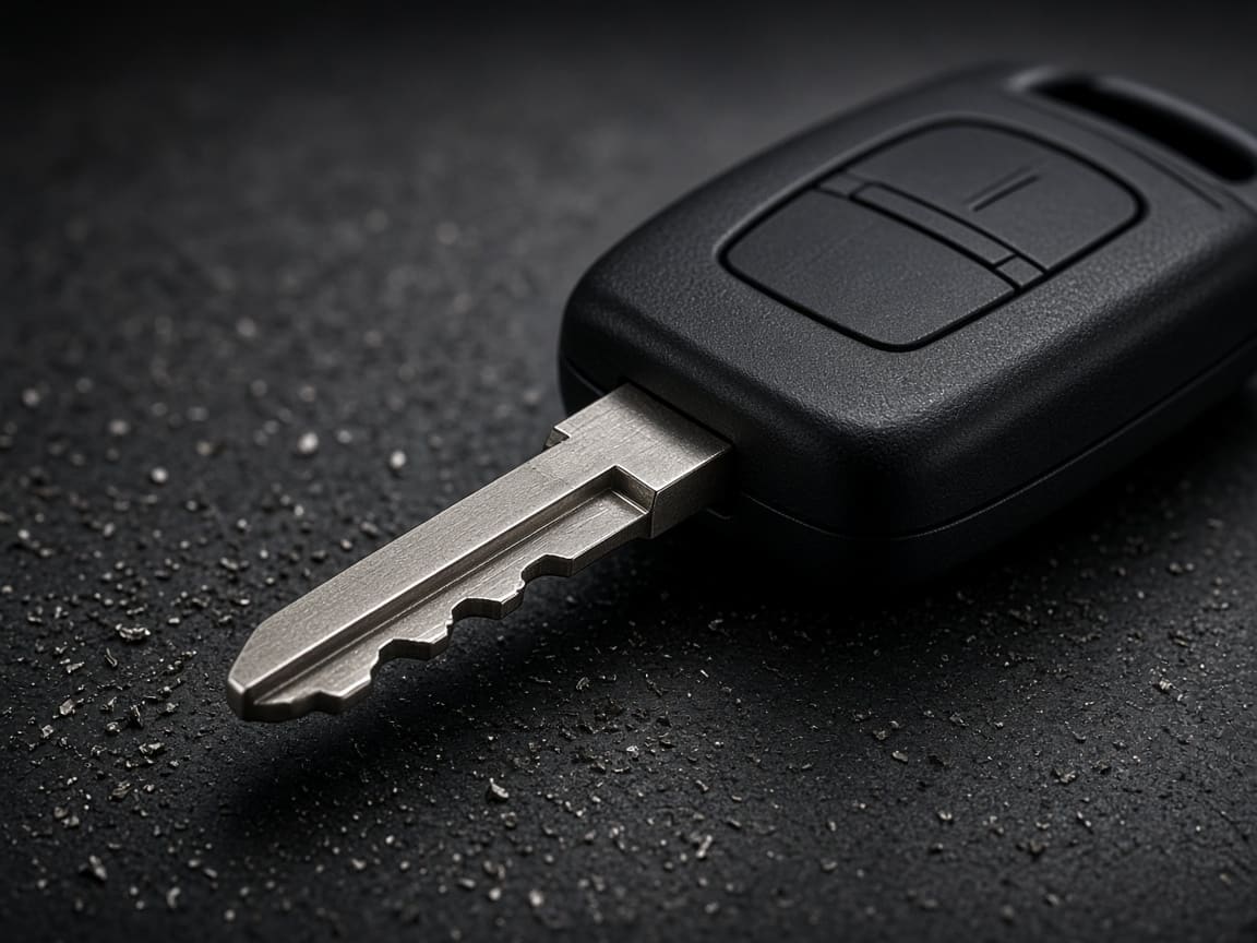 Nahaufnahme eines Klappschlüssels mit frisch gefrästem Schlüsselbart